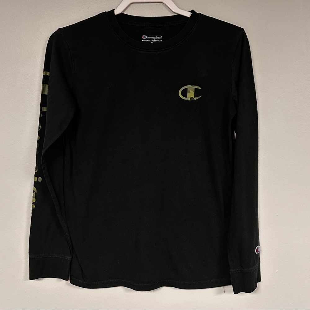 CHAMPION AUTHENTIC ATHLETICWEAR BOY'S SIZE XL BLACK LONG SLEEVE T-SHIRT